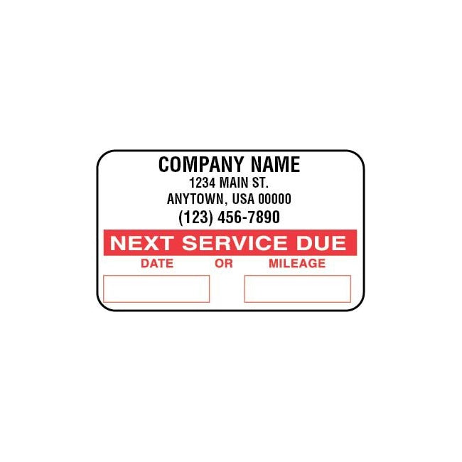JohnDow Standard Service Reminder Sticker - Roll 1,000 P/N: SC-1000 Standard