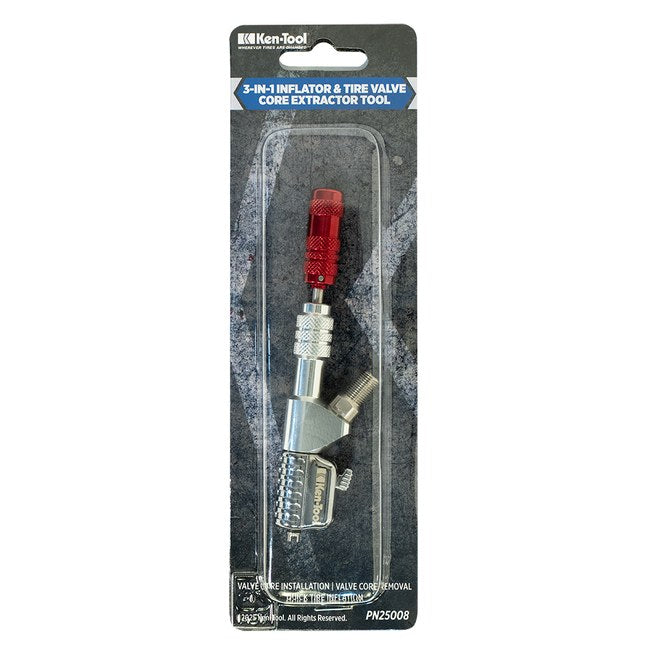 Ken-Tool 25008 3-in-1 Quick Inflator Valve Core Remover Chuck Connection