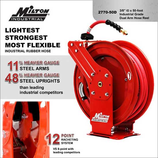 Milton 2770-50D - 3/8"  x 50 ft. Industrial Hose Retracting Reel