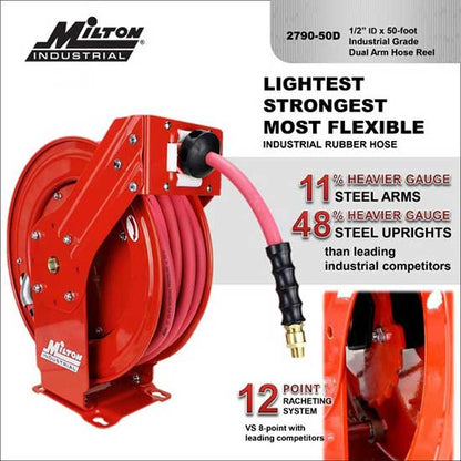 Milton 2790-50D Auto-Retracting Hose Reel 1/2" MNPT x 50'