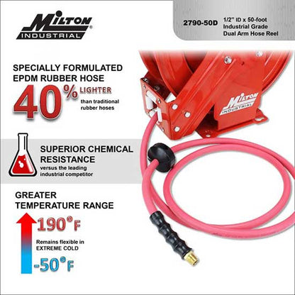 Milton 2790-50D Auto-Retracting Hose Reel 1/2" MNPT x 50'