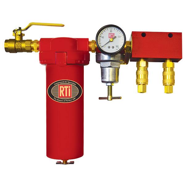 RTi STEALTH 1500B Coalescing Filter, 1/2" Inlet, Heavy Duty 1/2" Regulator W/ Gauge, Multiport Manifold Outlet