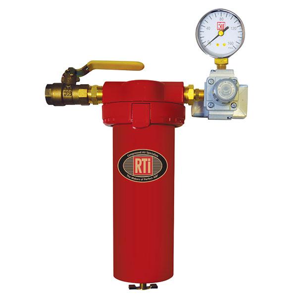 RTi STEALTH 6960B Activated Carbon Filter, 1/2" Inlet, Regulated 1/4" Outlet With Gauge