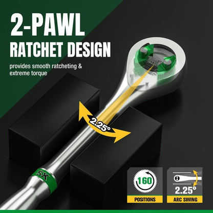 SK Tools SK01002 1/2 in. Drive, 160-Position Chrome Ratchet, 11.2 in. 4