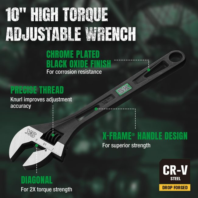 SK Tools SK01213 10 in. Efficient Adjustable Wrench 2