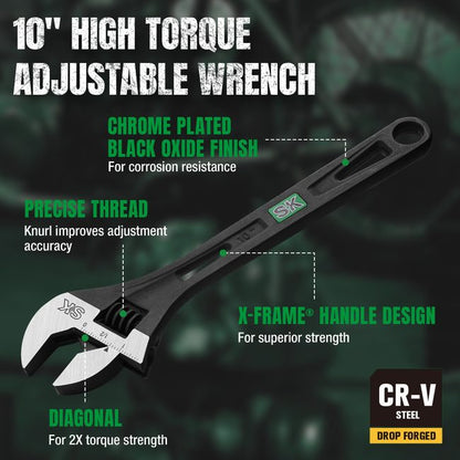 SK Tools SK01213 10 in. Efficient Adjustable Wrench 2