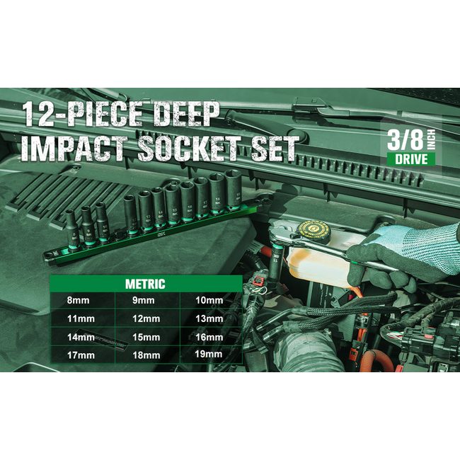 SK Tools SK01351 3/8 in. Drive, 12 Piece, 6 Point, Metric Deep Impact 6
