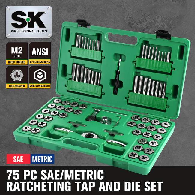 SK Tools SK01520 75 Piece Ratcheting Tap and Die Set 2