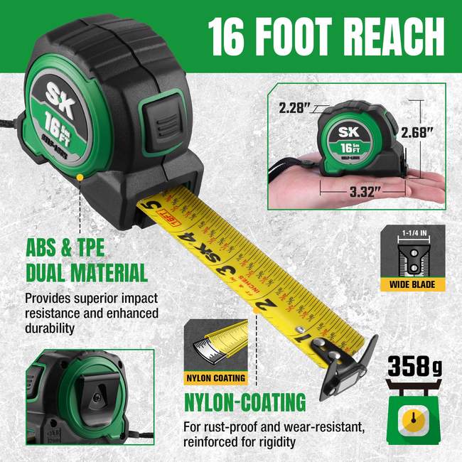 SK Tools SK02337 16 Ft. Self-Locking Tape Measurer 3