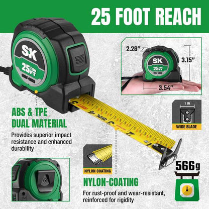 SK Tools SK02342 25 Ft. Self-Locking Tape Measurer 3