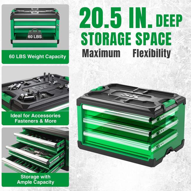 SK Tools SK03142 Modular Stackable Storage Toolbox, 3-Drawer 5