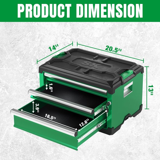 SK Tools SK03145 Modular Stackable Storage Toolbox, 3-Drawer: 2 4