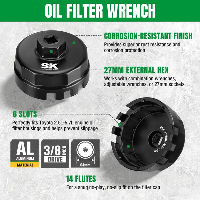 SK Tools SK03485 Cup-Style Oil Filter Wrench 5