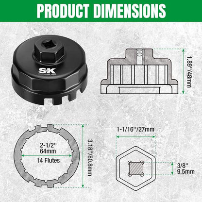 SK Tools SK03485 Cup-Style Oil Filter Wrench 6
