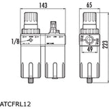 PCL ATCFRL6 Filter-Regulator-Lubricator, 1/4 inch Npt