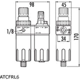 PCL ATCFRL6 Filter-Regulator-Lubricator, 1/4 inch Npt