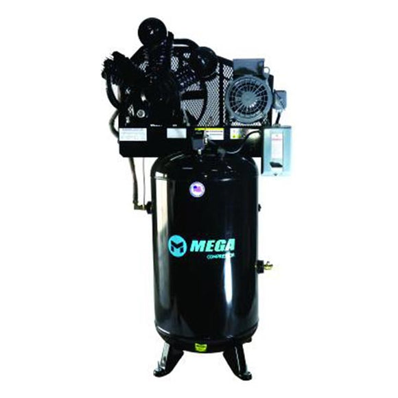 Mega Compressor MP-7580VM10U 230V Vertical Air Compressor W/ Mag Starter Two Stage